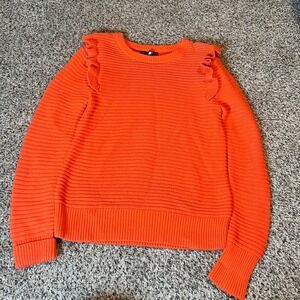 Banana Republic Orange Textured Ruffle Sweater Women's Size M